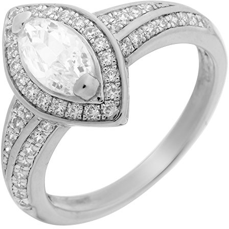 Orphelia LetsBuySilver Bague pour femme en argent 925 rhodié et zircones Blanc Taille marquise Taille 50