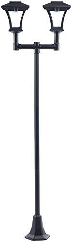 Royal Gardineer Solarleuchten Laterne: 2-flammige Solar-LED-Gartenlaterne, SWL-25, 0,36 W, 24 lm, 185 cm hoch (Solar-Laterne hoch, Wegeleuchten, Beleuchtung)