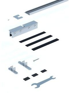 Pocket Kit Schiebetürsystem KNAUF Klemmbacken für Glastürblatt 80 kg