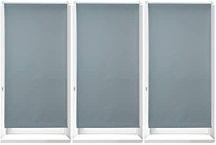 Relaxdays 3 x Verdunkelungsrollo, Hitzeschutz, Thermo Rollo Klemmfix, blickdichtes Seitenzugrollo 70x210, Stoff 66 cm, grau