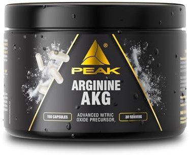 PEAK Arginin AKG - 150 Kapseln I Hochdosiertes L-Arginin Alpha-Ketoglutarat für Training, Durchblutung & Muskel-Pump I Pre-Workout Supplement