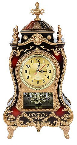Vintage Tischuhr Wandmontiert Dekorativ für Wohnzimmer Schlafzimmer Büro – Antique Design mit 12 Melodien – Klassische Uhr für Zuhause und Büro – Elegantes Finish für Vintage Liebhaber – Suitable for