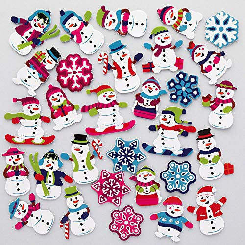 Baker Ross AX481 Adesivi In Gommapiuma Pupazzi Di Neve - Confezione Da 200, Artigianato E Progetti Artistici Natalizi Per Bambini, Cartoline, Biglietti, Regalini E Decorazioni.