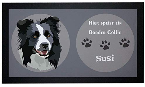 Napfunterlage Hund Border Collie mit Name personalisiert