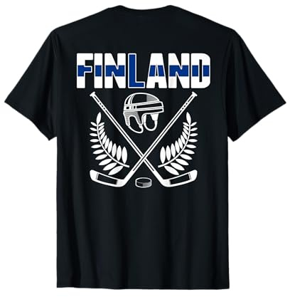 Finland Ice Hockey Fans Jersey Finnish Flag Hockey Sticks T-Shirt