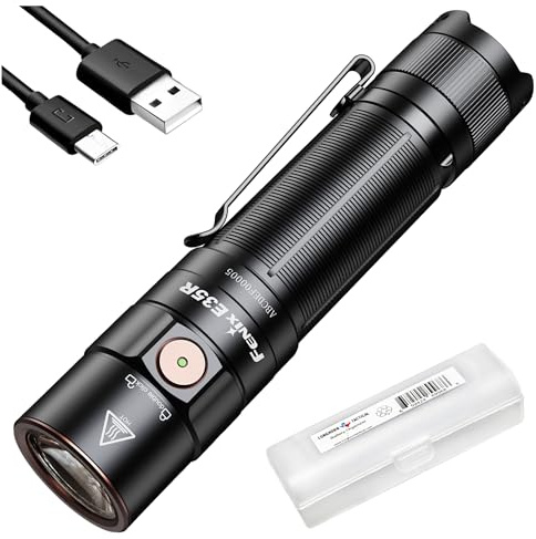 Fenix Lampe de poche E35R EDC, 3100 lumens, rechargeable USB-C, haute performance, avec organiseur LumenTac (noir)