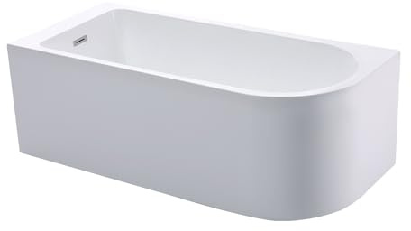 Vente-unique-Eckbadewanne - 201L - 150 x 75 x 58 cm - Ecke Links - Weiß - AKINA