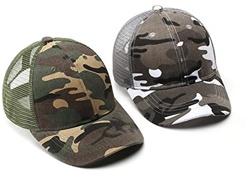 Baseballmütze Junge Mesh Baseball Cap Baumwolle Atmungsaktiv Netzhut Verstellbar Schirmmütze Anti-UV Sonnenschutz Basecap Sporthut Camouflage Kinderhut Outdoor Sport Schirmkappe für 4-8 Jahre Kinder