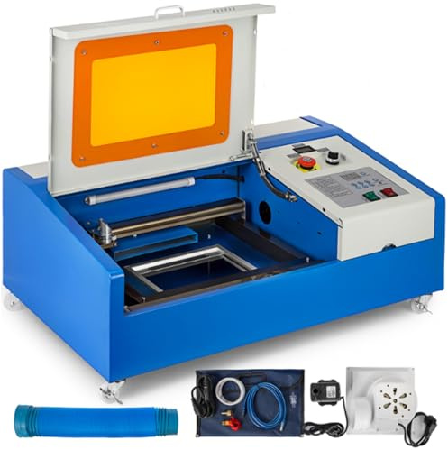 Macchina per incisione laser 40W Macchina per incisione laser CO2 Macchina da taglio laser 30x20cm USB 220V Europlug per legno/pelle/carta/plastica/vetro/gioielli/pietra/ceramica ecc (Blu e bianco)