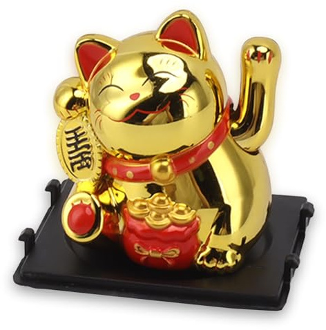 Lucky Cat Winkearm Set, 5,1 cm Maneki Neko Lucky Fengshui Cat Vivid Lovely Solar Fortune Cat Statue Zum Dekorieren von Geschäftseröffnungen in der Rezeption, Im Auto
