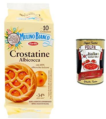 Italian Gourmet Crostatina Albicocca tortina dolce 3 x 400g Aprikose Snack | Frolla friabile con confettura alla frutta; einzeln verpackt, weich, Gesamtnettogewicht 1,2 kg + Kostenlos Polpa 400g