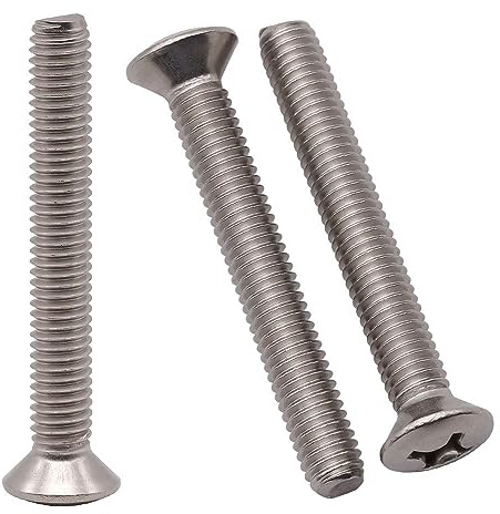 #10-24 x 1-1/4 (50 pcs) Phillips Oval Head Machine Screws, 304 Stainless Steel 18-8, Raised Countersunk Fillister Head Screws for Cabinet Drawer Knob Pull Handle