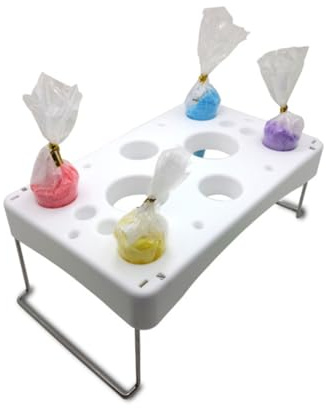 MAGICLULU Arbeitstisch Spritzbeutelhalter Edelstahl Spritzdüsen Organizer Kuchen Dekorieren Aufbewahrungsständer für Tortendekoration Weiß