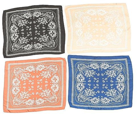 PACKOVE 4 Stück Böhmisches Kopftuch Schal Stirnband Baumwollbandanas für Frauen Haarbänder seidentuch Haarschal imitierte Seidenschals Haarturban Böhmen schmücken Taschen