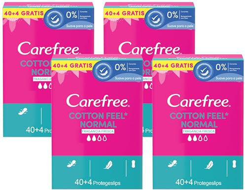 Carefree Proteggi slip freschi e traspiranti con estratto di cotone spesso, Taglia normale, 44 pezzi (Confezione da 4)