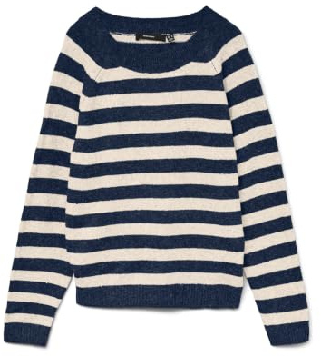 Vero Moda Vmdoffy - Blusa Ga Noos con Cuello Redondo para Mujer, Chaqueta Azul Marino/Rayas: Abedul, Talla XS, Blazer Azul Marino/Rayas: Abedul, XS