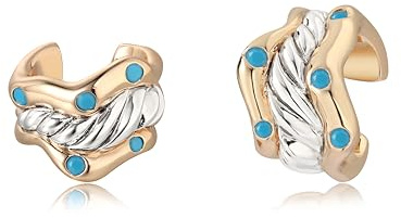 Jenosy Ear Cuff Gold Damen Nicht Piercing Öffnen Wrap Ohrringe 14K Vergoldet Filled Türkis Cubic Zirconia Ohrmanschette Gold Handmake Hypoallergene Schmuck Geschenk für Frauen
