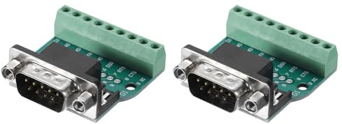 sourcing map 2pcs D-sub DB9 Connector Breakout Board 9 Pin 2 Row Male RS232 Serial Port Solderless Terminal Block Adapter with Positioning Nuts