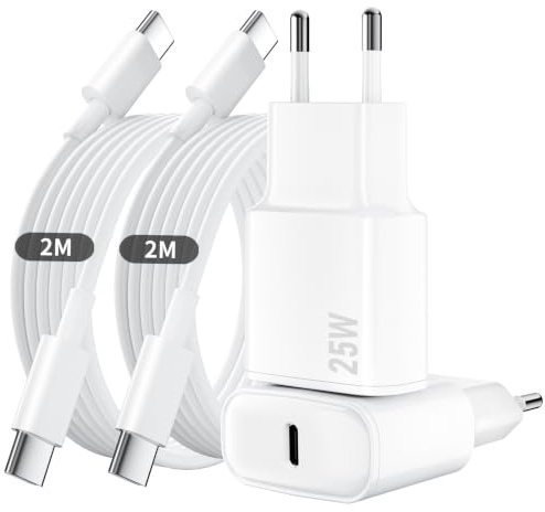 25W für Ladekable iPhone 17 16 15, 2er-USB C Ladekabel Netzteil Stecker | mit 2M Schnellladekabel für iPhone 17/ air/ 17e/ 16/ 16e/ 15/ Pro/ Pro Max/ Plus