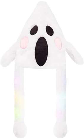 Leuchtende Halloween Mütze mit Beweglichen Ohren,Hexenhut Beleuchtet,Hasenohren Hut,Beleuchtete Geisterhut,Plüsch LED Mütze mit Wackelohren,Led Geisterhut,Up Weihnachten Geburtstag Cosplay Geschenk