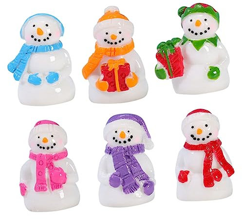 ORFOFE 6 Stück Miniatur Schneemann Aus Langlebigem Harz Vielseitige Weihnachtsdeko Für Tisch Garten Und Innenbereich Realistische Details Bunte Farbgestaltung