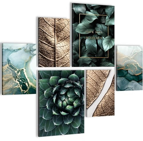 Novart Tableaux Decoration Murale Ensemble avec des Fleurs Abstraites Tabloeau - PRÊT À ÊTRE ACCROCHÉ - Aucun Cadre Nécessaire - Chambre Salon Cuisine - N032663a