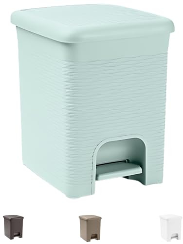 Tomaino - Pattumiera Bagno in plastica con pedale - Cestino da bagno con coperchio - Bidone immondizia Piccolo per Casa, Bagno, Ufficio, Interno, Camera (Azzurro, 6 Litri)