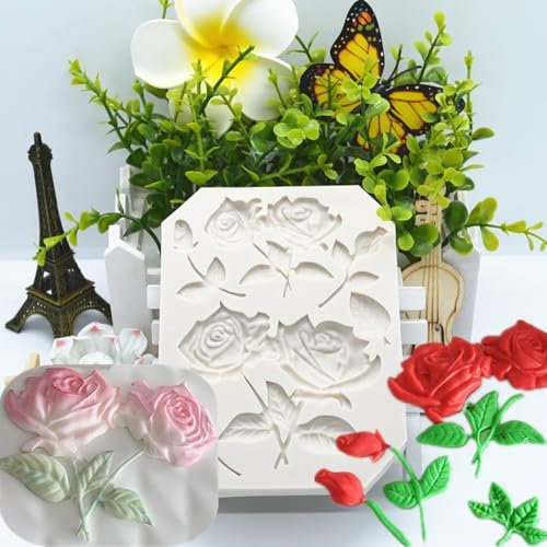Epoxidharz-Formen, 11,6 x 8,7 x 0,9 cm, Blumen-Silikonform, Rose, Küche, Backharz, Werkzeug, Kuchen, Schokolade, Fondant, Dessert, Spitze, Dekoration