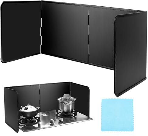 JABNOW Spritzschutz Faltbar Herd Küchen Spritzplatte,Tragbarer Spritzschutz Küchenrückwand mit Antihaftbeschichtung,3 Seitiger Spritzschutz Küche für Küchen,Herd,Pfanne,Wand -30CM
