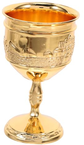 QWFVHJ Gobelet de communion, gobelet de calice vintage, verre à vin européen, autel, tasse d’eau, tasses de communion, petite coupe d’offrande, gobelet Havdalah, coupe de sorcellerie(Gold)