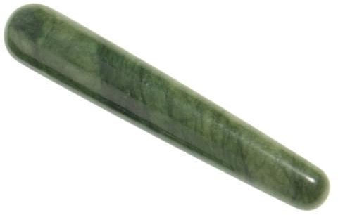 Jade Massagestift aus Grünem Jade für Akupunkturmassage | Glatte Runde Form, für Gesicht und Hals, Anwendung zu Hause und Rückenmassage