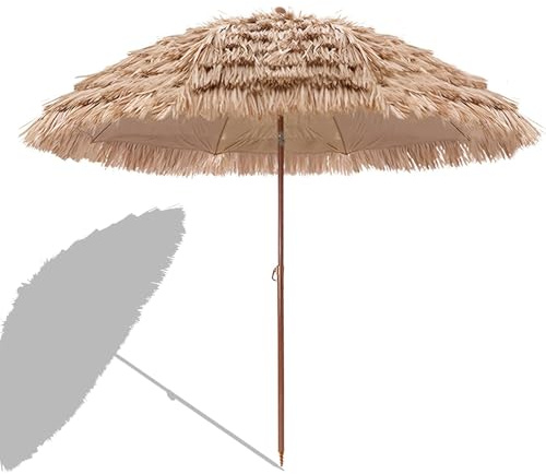 Parasol Hawaïen 240cm/200cm/160cm en Chaume, Parasol de Plage Résistant Aux UV pour Jardin et Piscine(200cm(6.5ft))