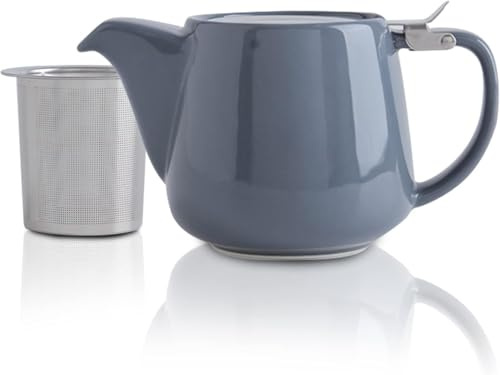 VIVILINEN Tetera con Infusor Extraíble y Tapa Metálica de 1,2 litros, Tetera de Cerámica para Té en Hojas y Té a Granel