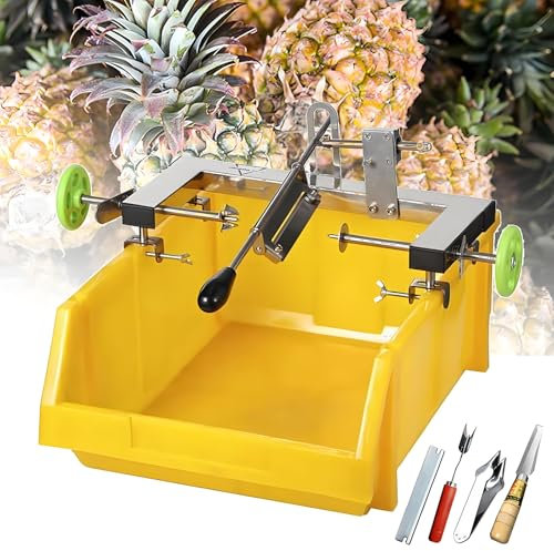 Juego De Pelador De Piña, Pelador De Piña, Soporte Ajustable En Anchura 30-36mm/doble Asta Retráctil/cuchillas Reemplazables/marco De Goma/bloqueo Fijo Con Clip, Adecuado Para Supermercados, Fruterías