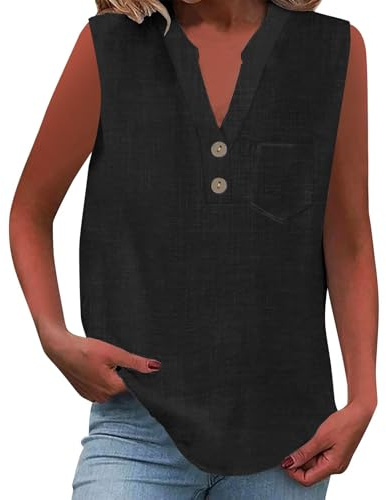 Cocila Camisa informal de mujer con botones sueltos, cuello y mangas color liso Camiseta Encaje Blusas De Tirantes Body Mujer Elegante Plus Size Cami Tops Rockera Sexy Womens Tunic Uk Talla