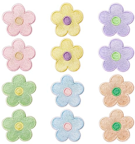 Flicken Zum Aufbügeln, 12 Stück Blumenbeet Flicken Zum Aufbügeln Kinder Mehrfarbige Blumen Patches Zum für DIY Jeans Clothing Hats Repair Holes Aufbügel Patches