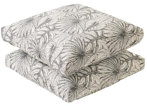 Viste tu hogar Pack 2 Cojines Silla Exterior 40x40cm, Tela Alta Densidad, 70% Algodón 30% Poliéster, Impermeables, Resistentes UV Y Desgarro, Lazos De Sujeción,Hoja Gruesa Negro,Fabricado En España