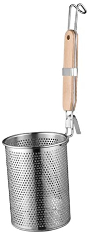 TOPPERFUN Colador de Alimentos y Cuchara Coladora de Pasta 12 Cm Acero Inoxidable Mango Plano Perforado Práctico para Cocina Hogar Utensilios de Cocina y Colador Espumadera Robusto y Seguro