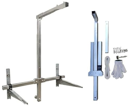 Soporte de elevación para unidad externa de aire acondicionado con cabrestante, elevación plegable lateral, grúa pequeña, herramientas de instalación, polipasto manual para montaje (solo soporte plega