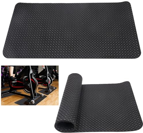 2 Pack Non-Slip Treadmill Mat Compatible with Peloton Bike, 25x12 Exercise Bike Mat for Floor Protector, Noise Reduction Bike Mats for Bike Trainer, Stationary Spin Bike