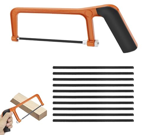 11PCS Hacksaws Set, Junior Hacksaw X1, Hacksaw Blades X10, Hand Saw for Wood, Small Saws, Aluminium Alloy Saw Frame, Suitable for Wood Cutting, Craft Making, and DIY Projects.