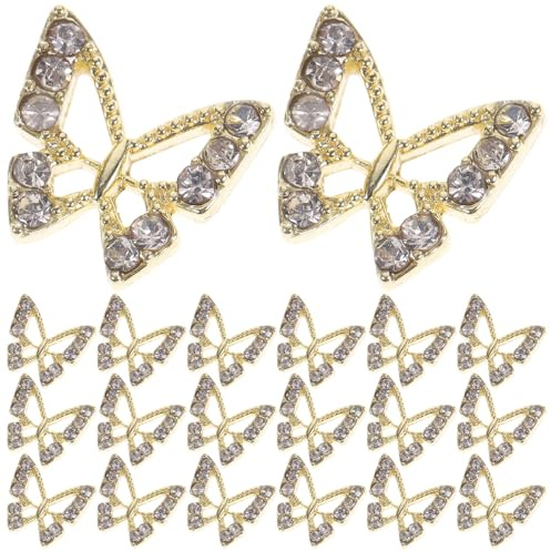 Healifty Adornos para Uñas con Motivo de Mariposas Gemas de Imitación 20 Piezas Tamaño Mini Decoración Brillante para Manicura Mujer Uso Profesional DIY