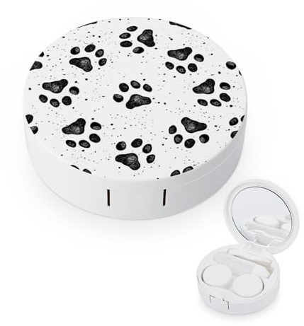 fkgvwo Contact Lens Container Black Paw Travel Contact Lens Box with Mirror Tweezers Solution Bottle