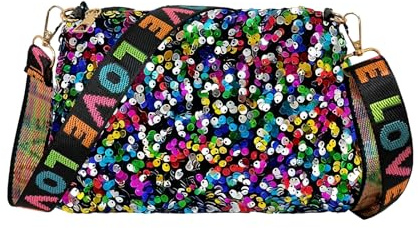 Uwiyo Pailletten Umhängetasche Damen, Damen Clutch Glitzer Kleine Pailletten Crossbody Umhängetasche Elegante Glitzer Abendtasche Schultertasche mit Reißverschluss für Alltag Prom Party