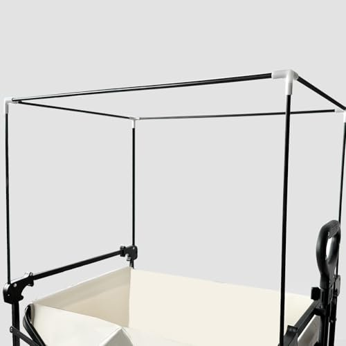 Faltbare Trolleys mit 1,5 cm quadratischem Rohrrahmen – Sonnenschutz, Schwarz/Beige, Oxford-Stoff, Fiberglas, Wagen, Dachzelt, Vordach, Vordach, Markise zur Befestigung (schwarz)