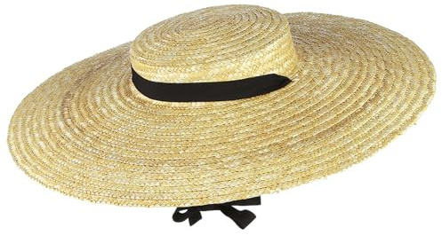 Sombrero de Paja para canotier, Sombreros de Paja de ala Ancha para Mujer, protección UV, Sombrero Transpirable con Correa Ajustable para la Barbilla, Tejido de Playa de Verano para