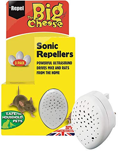 The Big Cheese Sonic Repeller (Humane Rodent Pest Deterrent to Repel Rats and Mice from the Home, Covers Upto 37 sq m) - Pack of 3