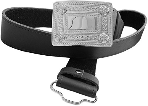 Tartanista Mens Black Kilt Belt & Buckle Size L - 36 - 45 (91-114cm)