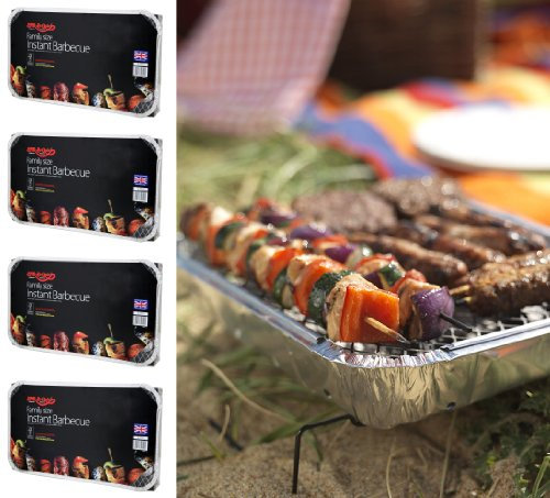 4 X Barbecue instantané Bar-Be-Quick- taille de la famille. Chaque pack sert dix:Le barbecue instantané Bar-Be-Quick est la meilleure marque de barbecue jetable dans le monde – il s’allume avec une seule allumette et cuit jusqu’à 1 hr30 min. Apportez-le et cuisinez n'importe où.