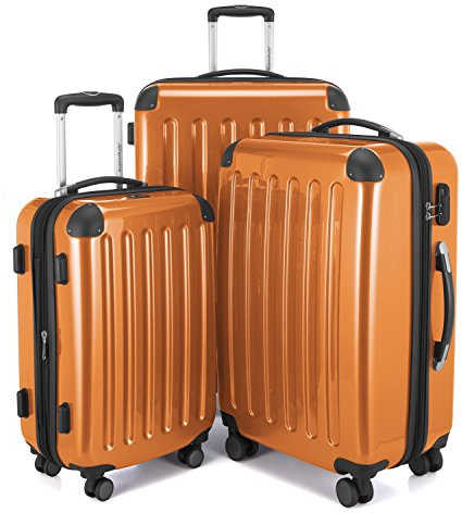 HAUPTSTADTKOFFER - Alex - bagage resväska hård sida spinnvagn 4 hjul expanderbar, Orange, Set, Bagageset